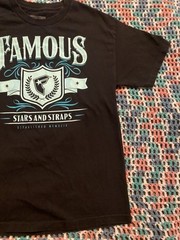 Y2K Famous Stars And Straps Logo T Shirt Sz L Black Hip Hop Grunge Rock