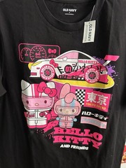 Men’s Old Navy Hello Kitty Tokyo Speed Race Car Tee Shirt Sz Small Black/Pink