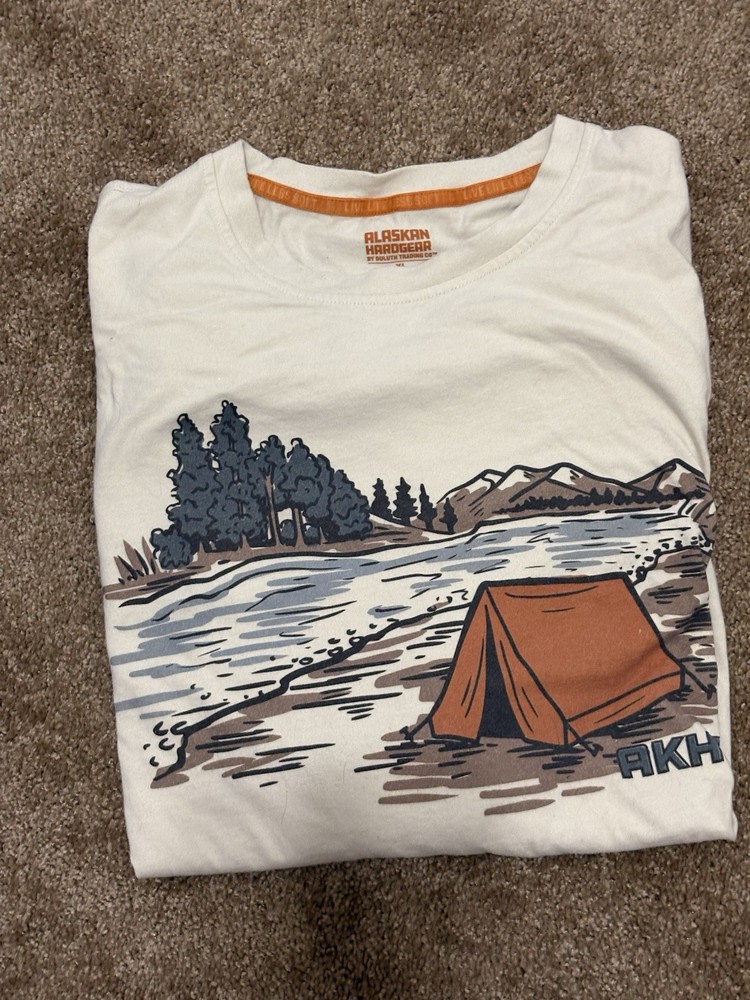 Alaskan Hardgear Duluth Trading Long Sleeve T Shirt Mens Medium Off White AKHG