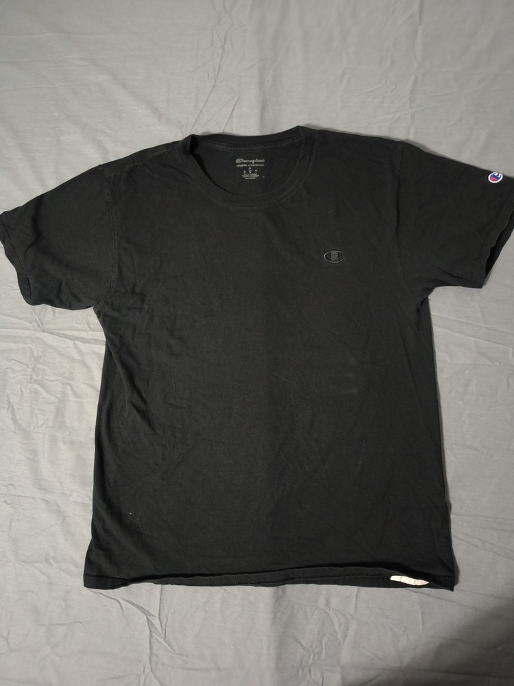 Men’s Champion T-shirt Color Black Size Medium Stretch Breathable Plain Athletic