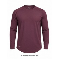 BYLT Drop Cut Lux Long Sleeve Shirt Mens XL Maroon Athletic Curved Hem