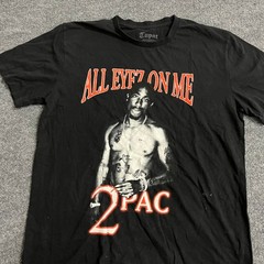 Tupac T-Shirt Mens Size L Black All Eyez On Me Graphic Cotton Hip Hop Rap Tee