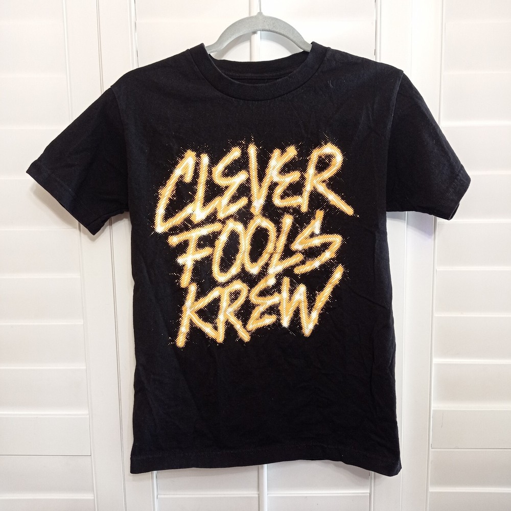 Vtg Clever Fools Krew T-Shirt Adult Size Small S Short Sleeve Tee Black