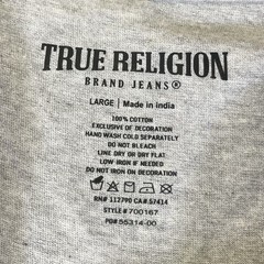 True Religion Mens Tshirt Size Large Gray Horseshoe Logo Rinestone Shine NWT $59
