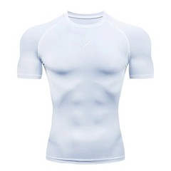 Short-Sleeved Muscle Exercise Fitness Running Elastic Round-Neck Men T-Shirt UK
