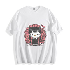 Unisex Hello Kitty as Wednesday Addams Graphic T – Shirt
