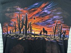 VTG Cal Cru T-Shirt Mens XL Black Desert Sunset Wolf Cactus Graphic Habitat XCIV