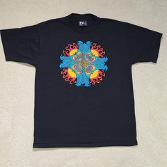 Vintage 90s Fashion Victim Courtney Davis Celtic Cross Shirt Large Black Art
