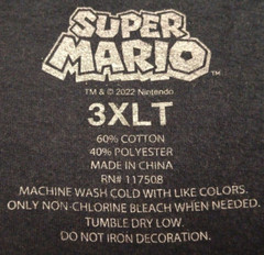 2022 Men’s 3XLT Super Mario Blue Mario Head Graphic Video Game Collector T Shirt