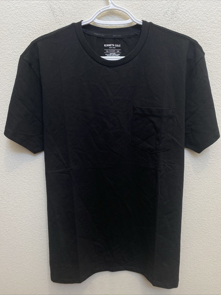 Kenneth Cole Men’s Medium Black T-Shirt Short Sleeve Crew Neck The Pocket Tee