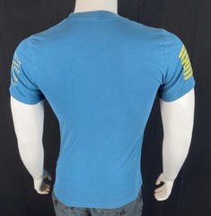 Grunt Style “Fly Atomic Airlines” Blue Front Graphic T Shirt, Men’s Size Small