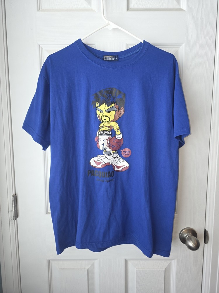 Vintage Manny Pacquiao “Living Legend” Caricature T-Shirt Mens Large Blue Boxing