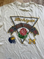 2 Vintage Michigan Wolverines 1989 Rose Bowl T Shirt XL/L Single Stitch USA 80s