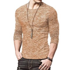 Zonbailon men’s T-shirt solid color slim-fit long sleeve autumn and winter