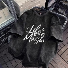 Vintage Letter Graphic T-Shirt 100% Cotton Oversized Streetwear Lace Up Tee