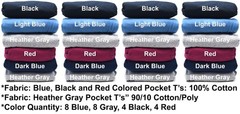 24 Fruit Of The Loom XL 46-48 Black Gray Pocket T-Shirts EG 117-122 CM