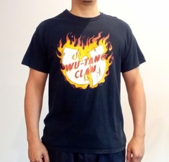 Wu-Tang Clan Flames Logo Mens Classic Hip Hop Music Band Large Black Cotton sz L