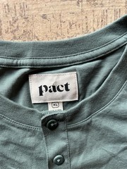 PACT Men’s Cotton Knit Solid Henley Long Sleeve T-Shirt XL Green 3-Button