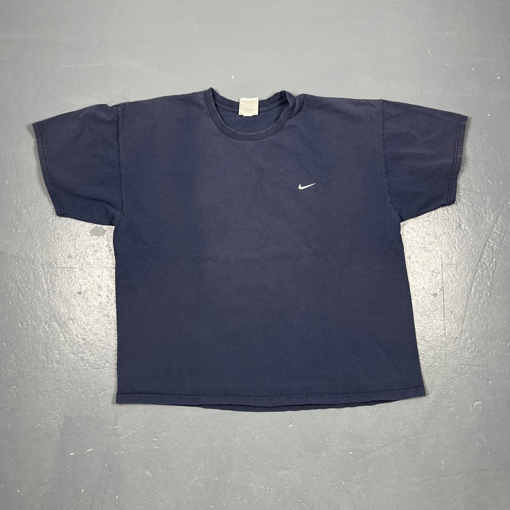 Vintage Y2K Nike Mini Swoosh Tee Navy Blue XL Casual Essential VTG Sports Casual