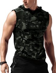 Men’s Workout Hooded Tank Tops Sleeveless Gym Training Bodybuilding T Shirt