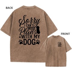 Men’s Vintage Oversized Washed Tee,”Plans With My Dog” Funny Quote Print T-Shirt