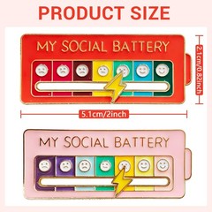 2-Pack Funny Social Battery Slider Enamel Pin – Cute 7-Day Mood Interactive L…
