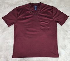 JOHN BLAIR FINE MENSWEAR V NECK STRETCH MAROON PAISLEY COLLAR (L)
