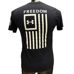 Under Armour UA Freedom American Flag T-Shirt Men Small Black Loose Fit