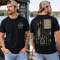 Fishing Dad Graphic 2 Sides Unisex T-Shirt, Reel Cool Dad T-Shirt, Fishing Tee