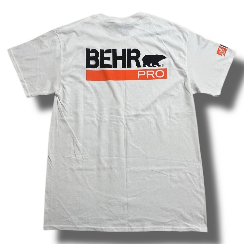 NWOT BEHR Pro x Home Depot Pro White T Shirt GILDAN Men’s LARGE