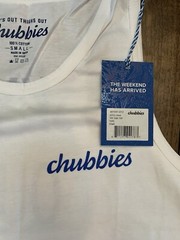 Chubbies Tank Top Adult SMALL S White Sleeveless Sky’s Out Thighs Out Mens NWT