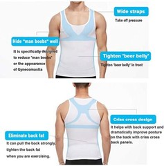 Gynecomastia Men Compression Shirt White Tank Top Body Shaper Fajas Para Hombres