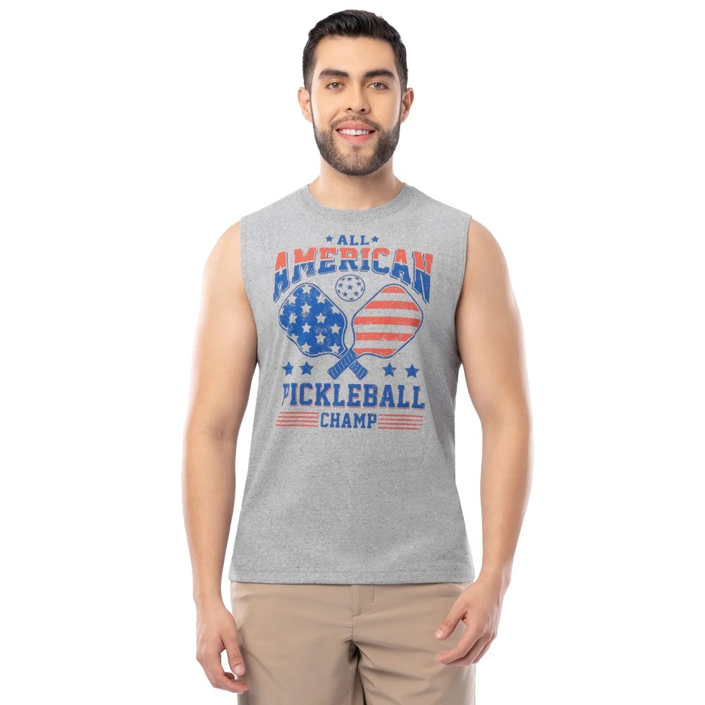 Way to Celebrate Men’s 4th of July Pickleball Champ Graphic Muscle Tank (Medium)