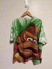 Vintage 90s Donkey Kong Country Super Nintendo All Over Print T Shirt Size Large