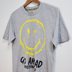 Smiley World Shirt Men Medium Grey Go Ahead Smile Graphic Tee