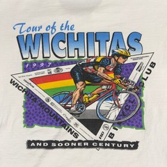 Vintage 1997 Tour of the Wichitas Biking Men’s Large T-Shirt Back Graphic Biker