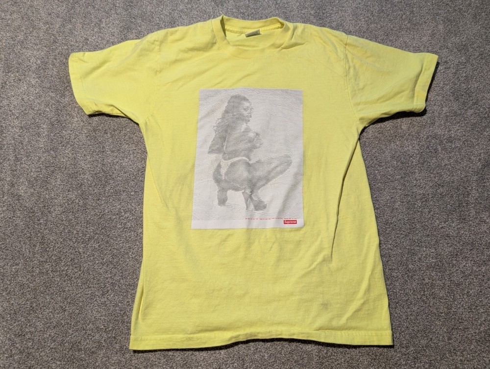 Supreme Shirt Mens Medium Neon Yellow Digi Girl SS17 Digital Block Logo