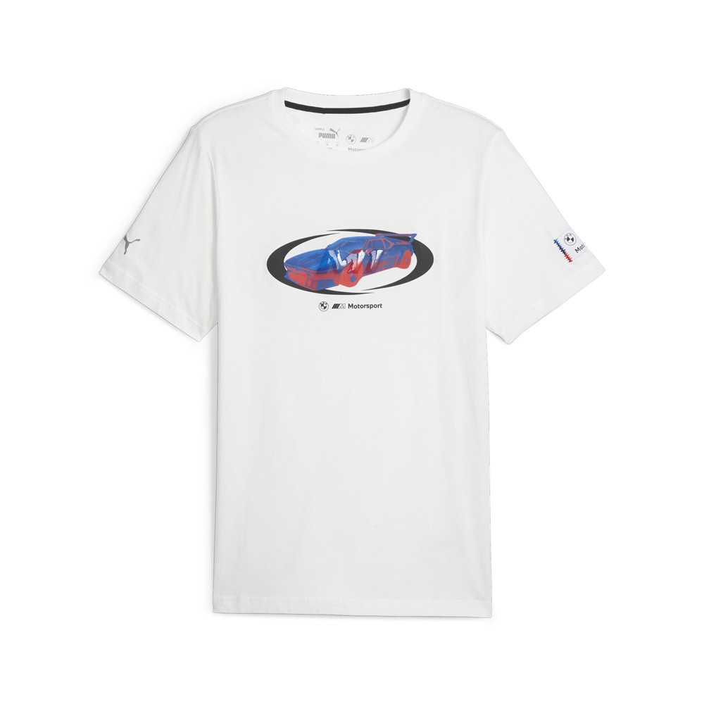 PUMA Bmw Mms Statement Car Graphic Crew Neck Short Sleeve T-Shirt Mens White Cas