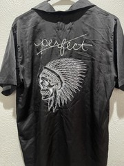 Men’s EPT M Black Satin Button Front Top Graphic Streetwear Medium Logo Skull