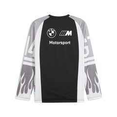 PUMA Bmw M Motorsport Graphic Crew Neck Long Sleeve T-Shirt Mens Black Casual To