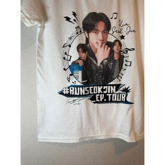 BTS Jin Kim Seok-jin RunSeokjin EP Tour Graphic T-Shirt White Mens Small AAA