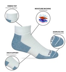 Mens Moisture Wicking Seamless Toe Quarter Sport Socks Athletic Hosiery 3 PCS