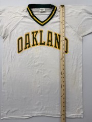Vintage Sand-Knit Shirt Mens Large White Oakland Athletics Tee Made USA VTG
