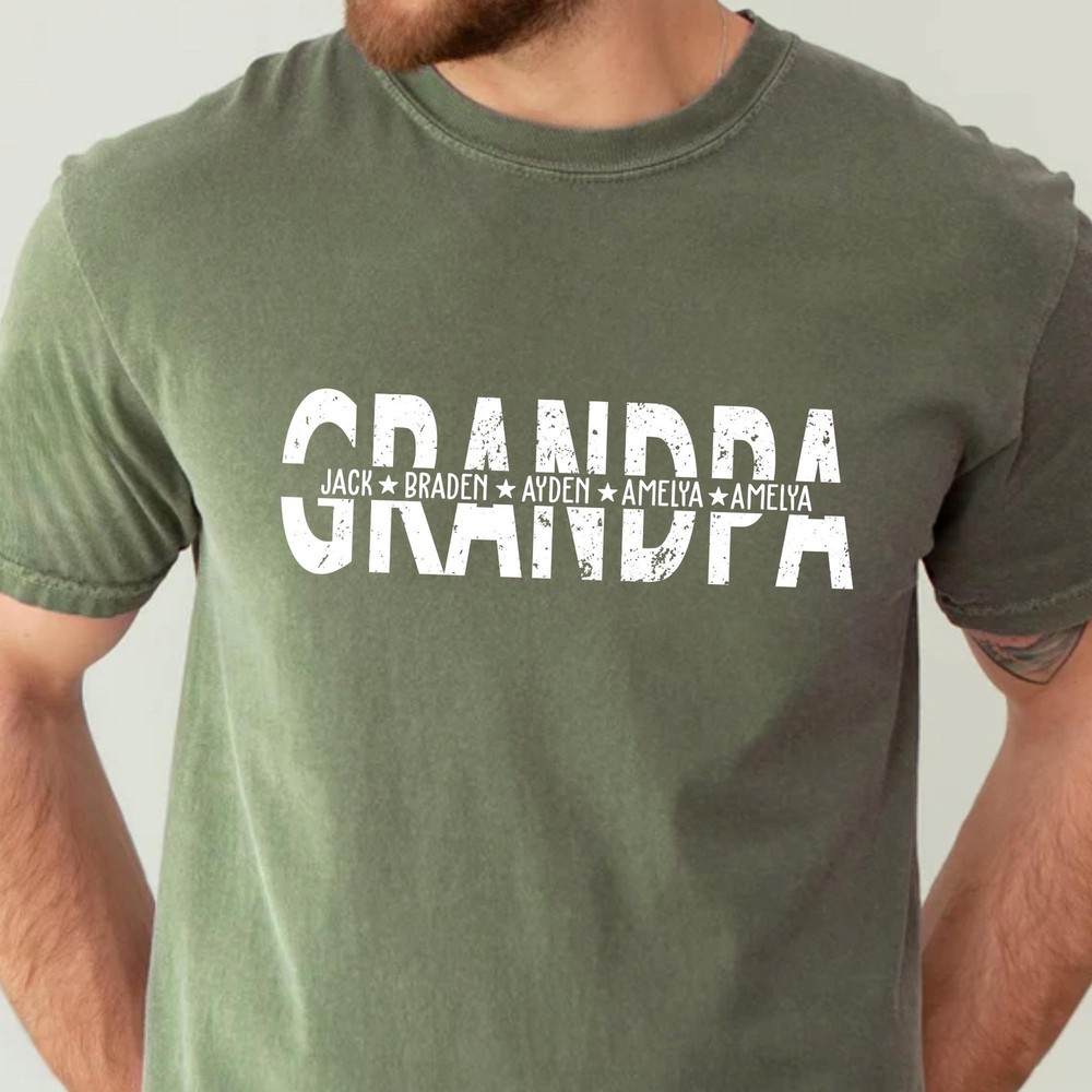 Personalized Grandpa Shirt with Grandkids Names, Fathers Day Gift