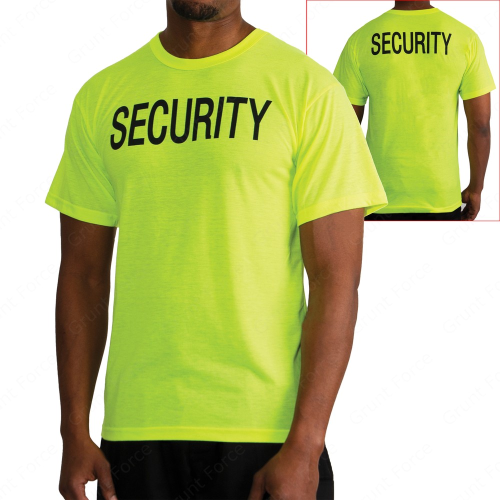 Men’s 2-Sided “SECURITY” T-Shirt in Safety Neon Green