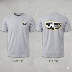 JT Racing USA Men’s Heather Grey T-Shirt – Front & Back Logo Print – Size S-3XL