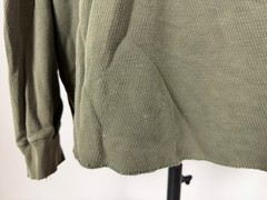 Distressed Waffle-Knit Shirt Men XXL Boxy Grunge Minimal Olive Midweight Vintage