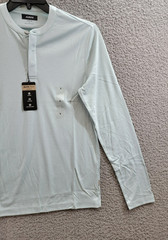 Alfani Alfatech Solid Henley Neck Shirt Men’s S Cloud Blue Long Sleeve Pullover