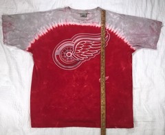 Vintage Liquid Blue 2001 Detroit Red Wings 2XL Double Sided Tie Dye T-Shirt