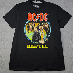 ACDC Shirt Mens LARGE L BLACK NEW HIGHWAY TOO HELL CONCERT TOUR ROCK Music NWT
